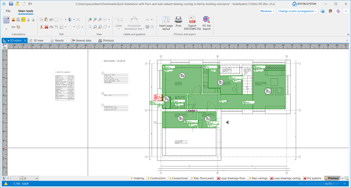 Radiant heating floor and wall system - quick design (example for the ...